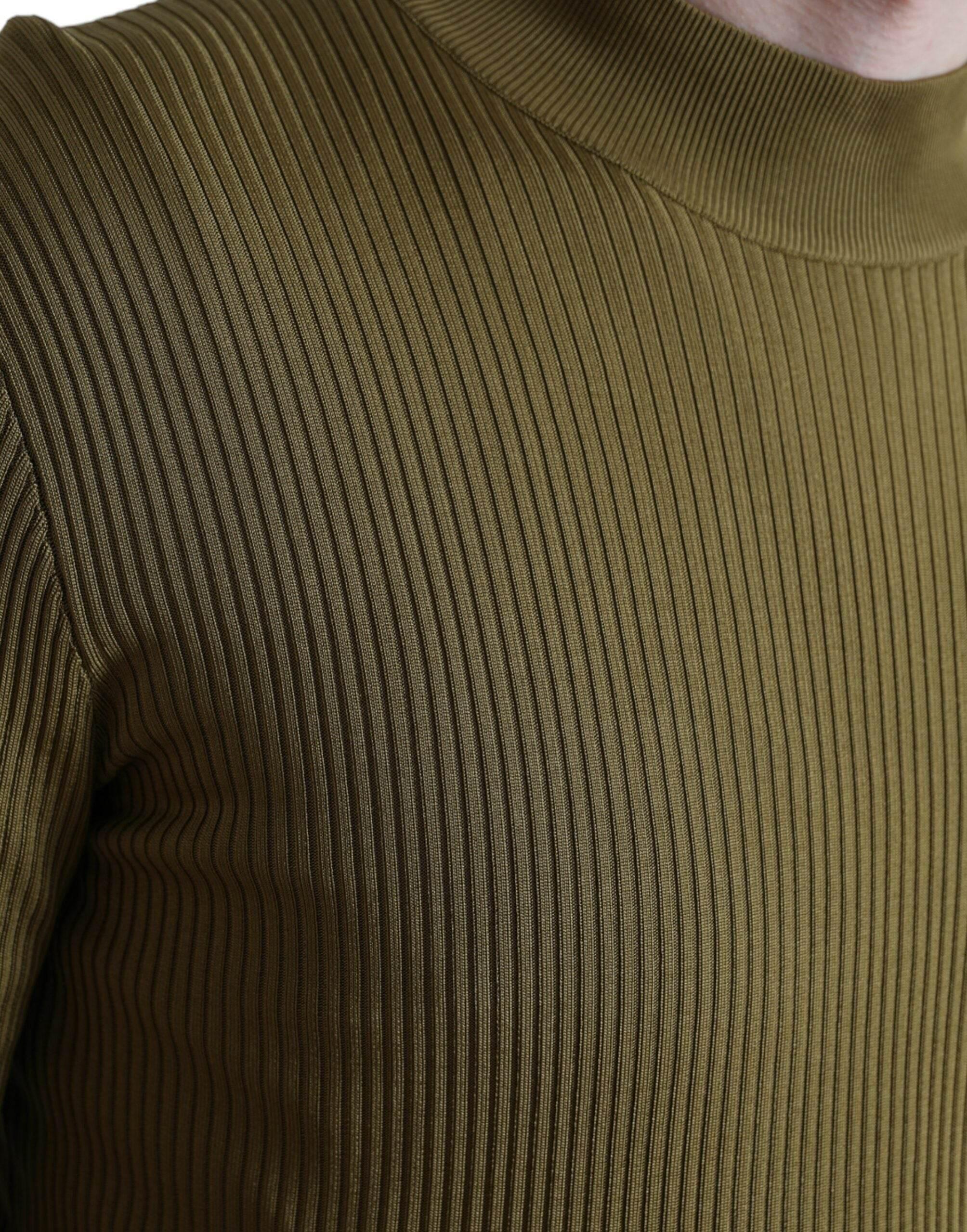 Dolce & Gabbana Army Green Viscose Crewneck Pullover Sweater - Hilstor