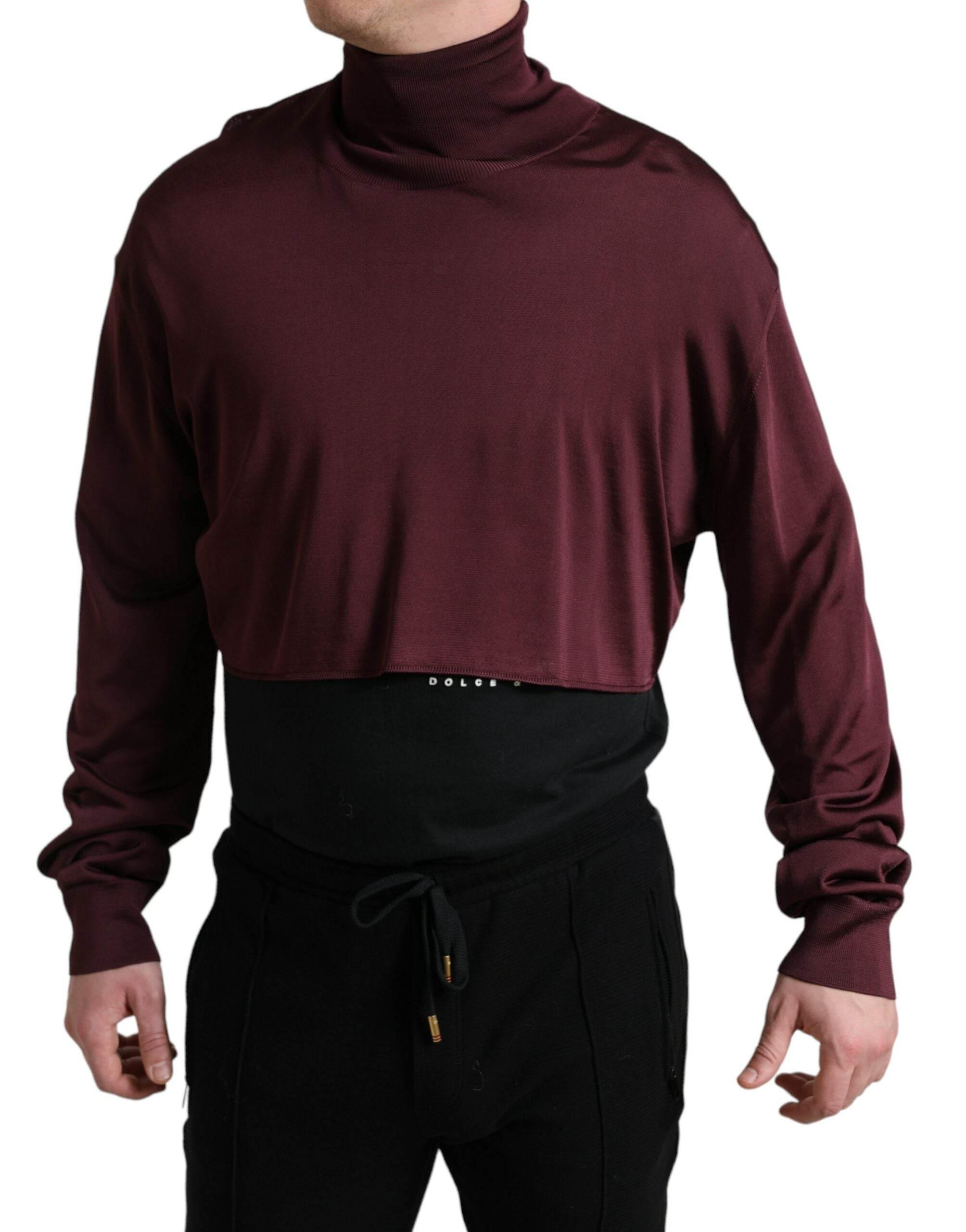 Dolce & Gabbana Maroon Viscose Turtleneck Pullover Sweater - Hilstor