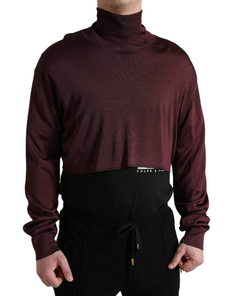 Dolce & Gabbana Maroon Viscose Turtleneck Pullover Sweater - Hilstor