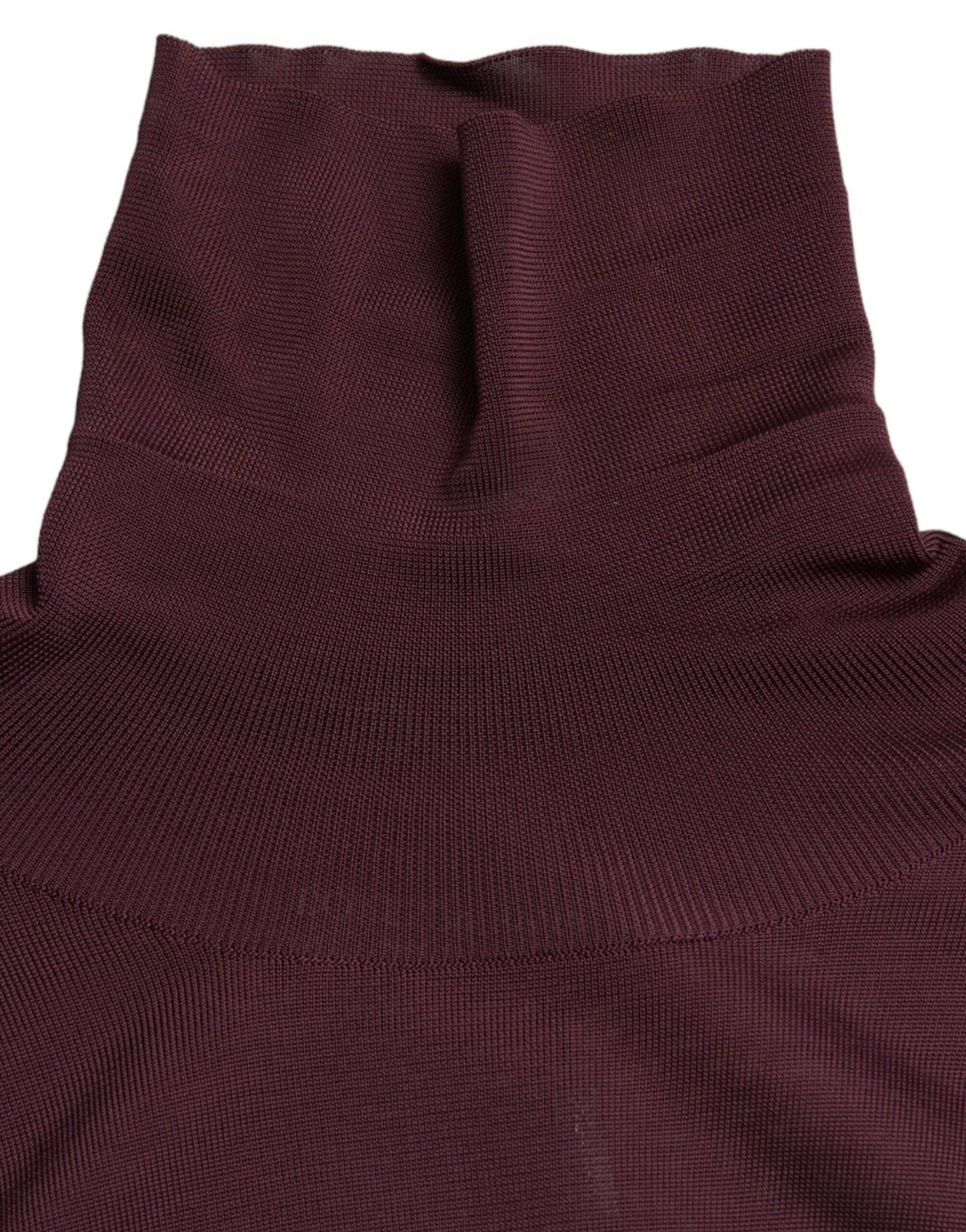 Dolce & Gabbana Maroon Viscose Turtleneck Pullover Sweater - Hilstor