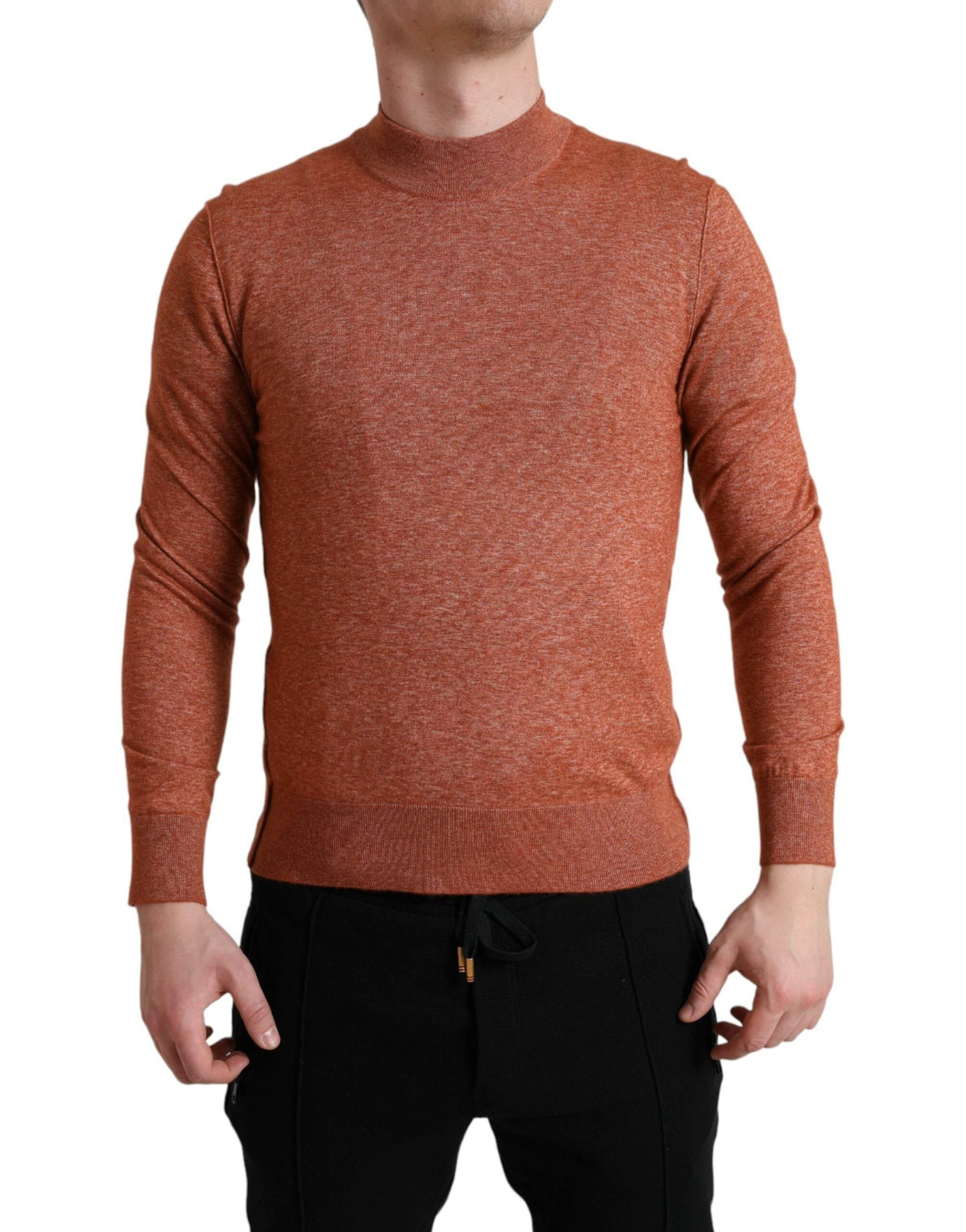 Dolce & Gabbana Silk-Cashmere Orange Crew Neck Sweater - Hilstor