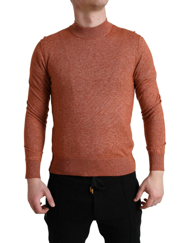 Dolce & Gabbana Silk-Cashmere Orange Crew Neck Sweater - Hilstor