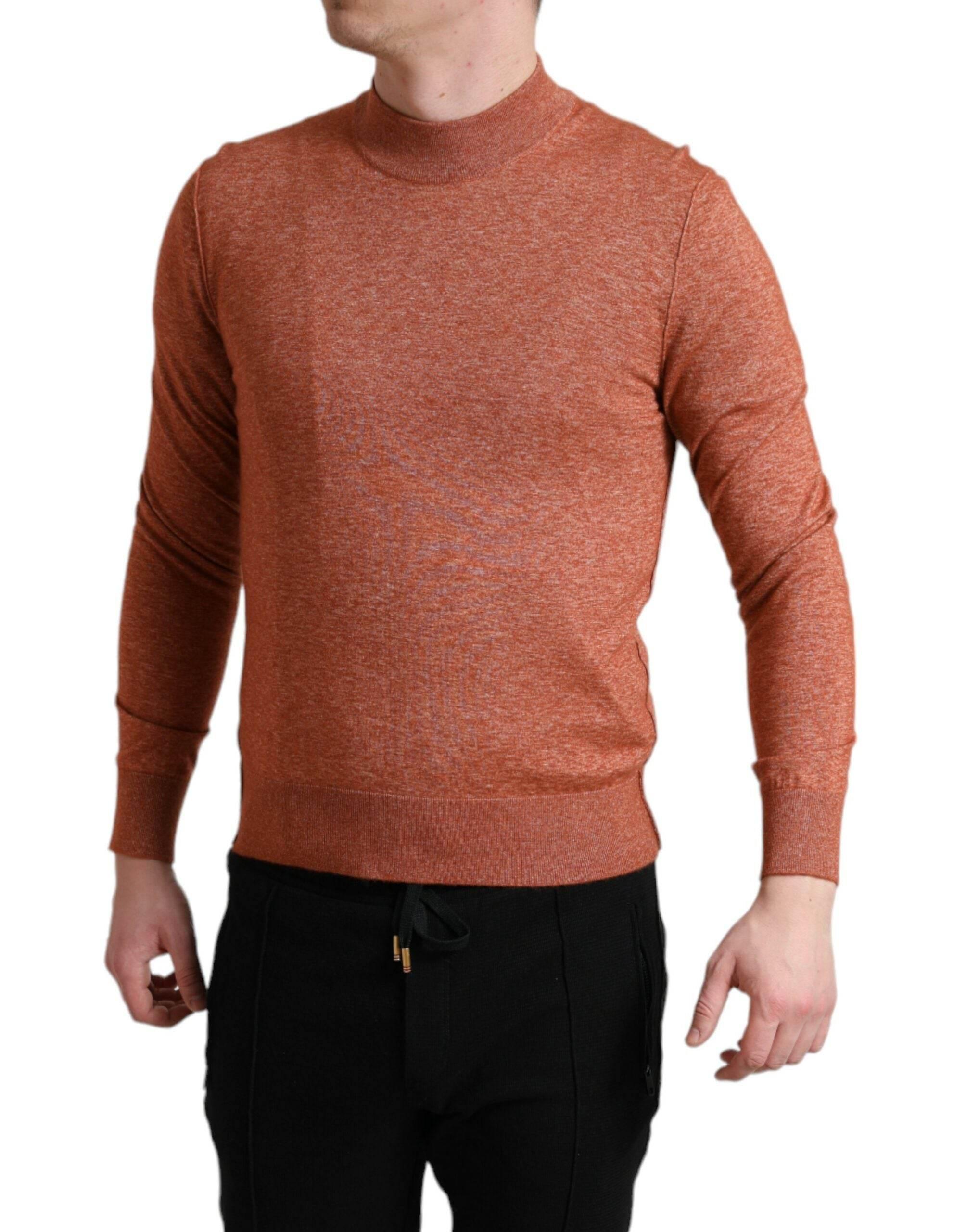 Dolce & Gabbana Silk-Cashmere Orange Crew Neck Sweater - Hilstor