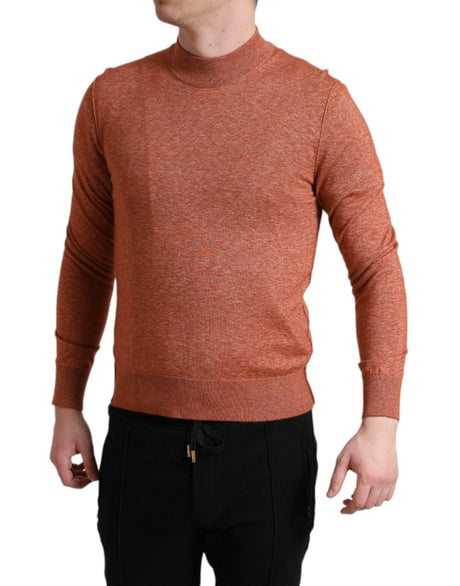 Dolce & Gabbana Silk-Cashmere Orange Crew Neck Sweater - Hilstor