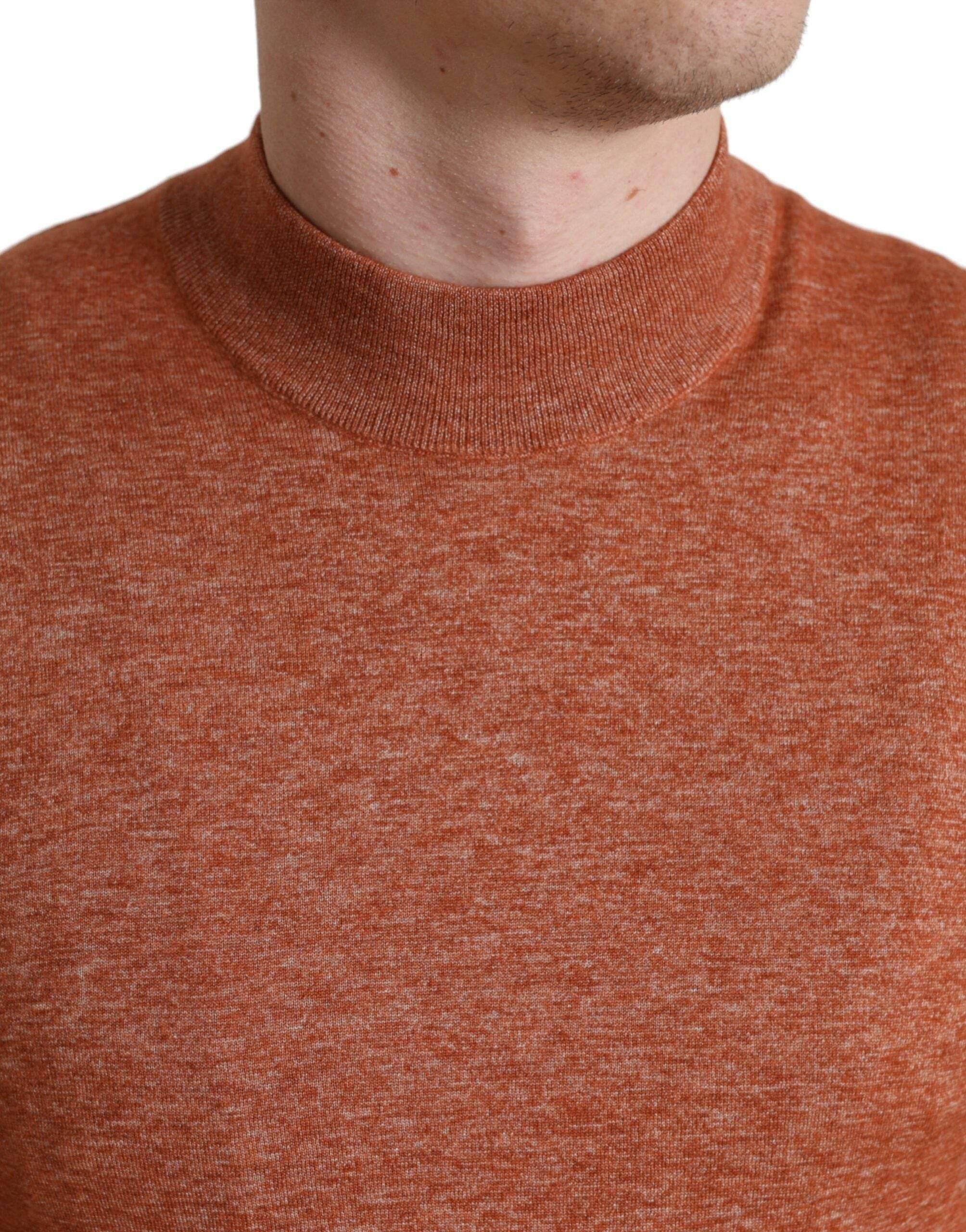 Dolce & Gabbana Silk-Cashmere Orange Crew Neck Sweater - Hilstor
