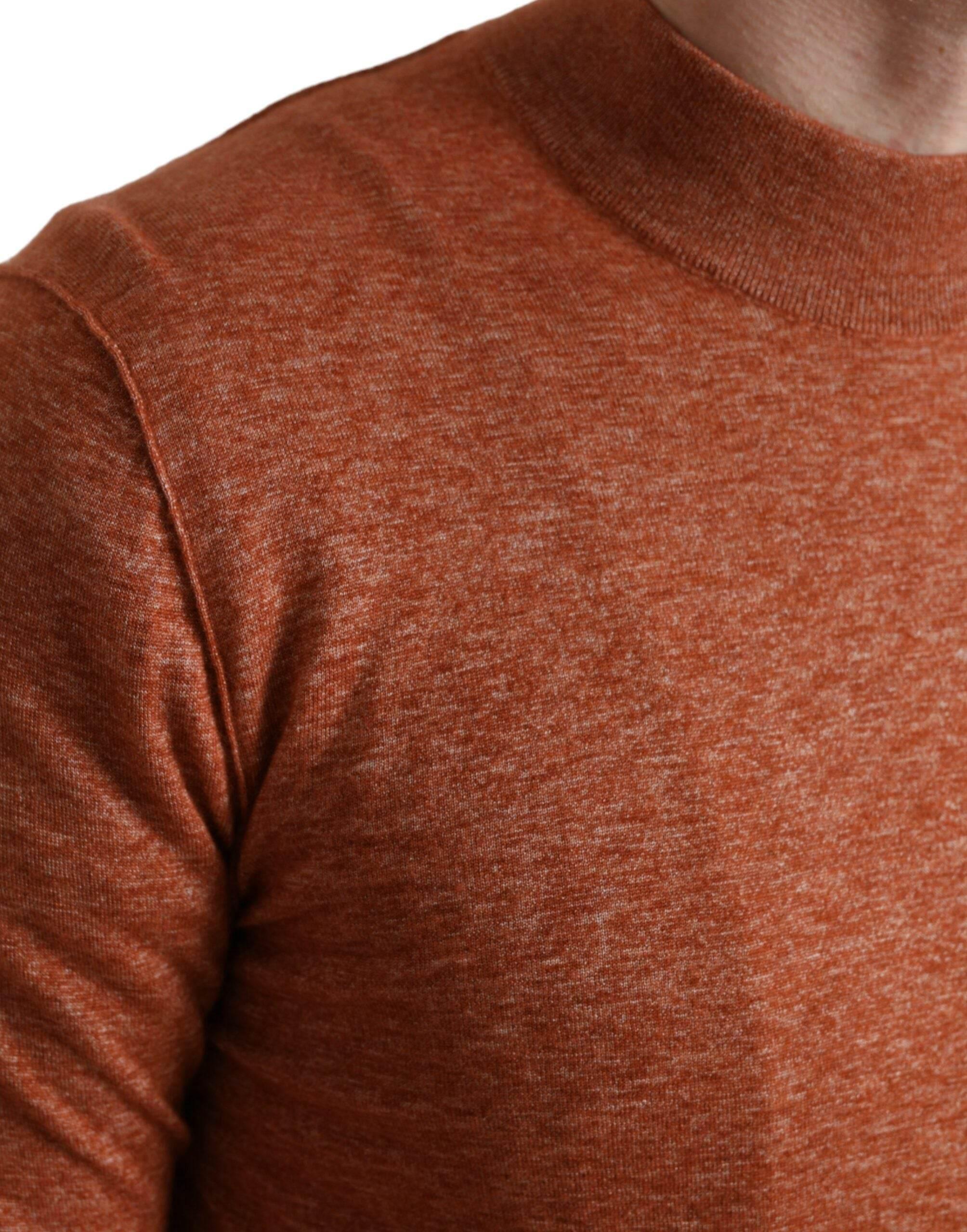 Dolce & Gabbana Silk-Cashmere Orange Crew Neck Sweater - Hilstor