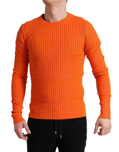 Dolce & Gabbana Sleek Sunset Orange Knitted Pullover Sweater - Hilstor