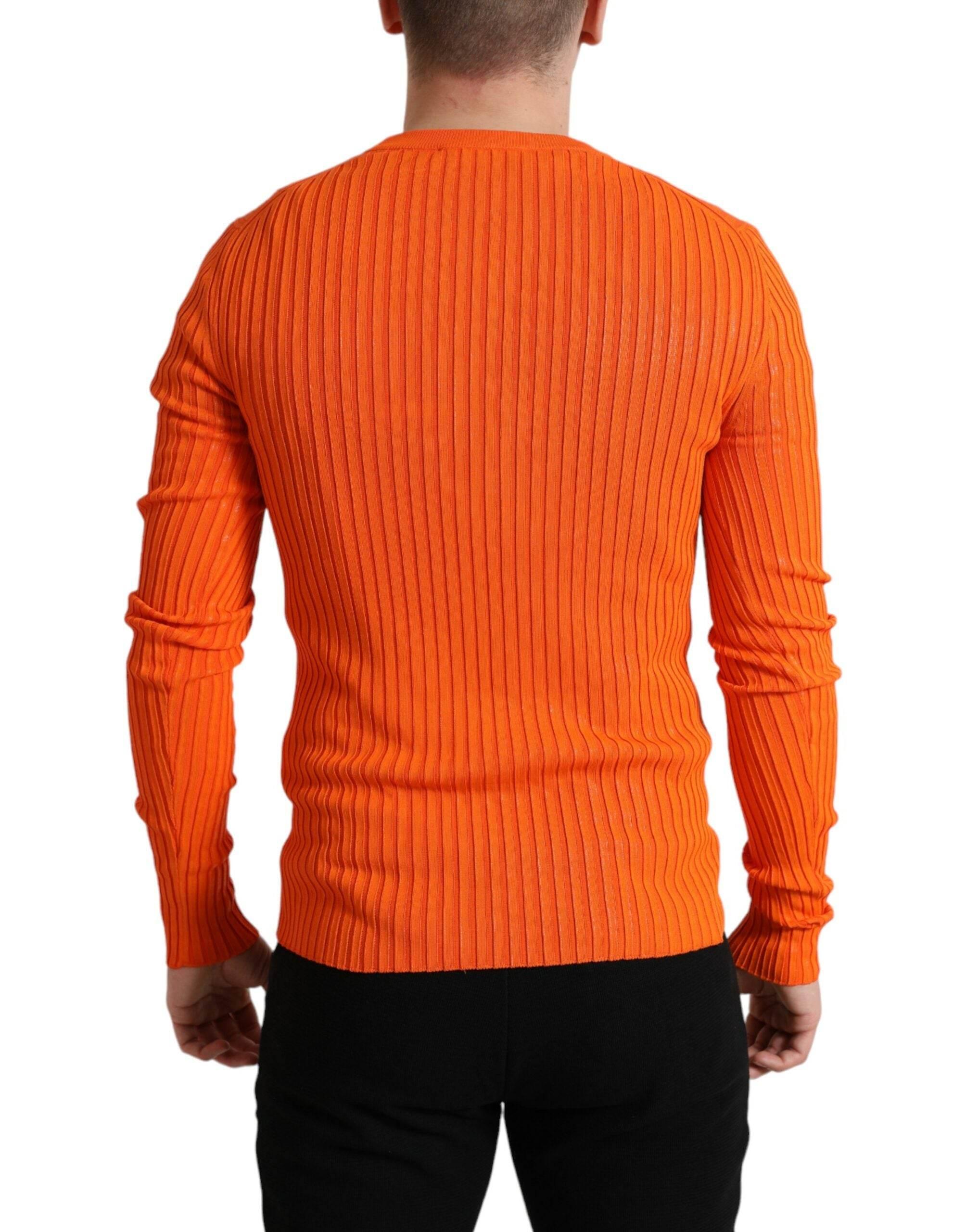 Dolce & Gabbana Sleek Sunset Orange Knitted Pullover Sweater - Hilstor