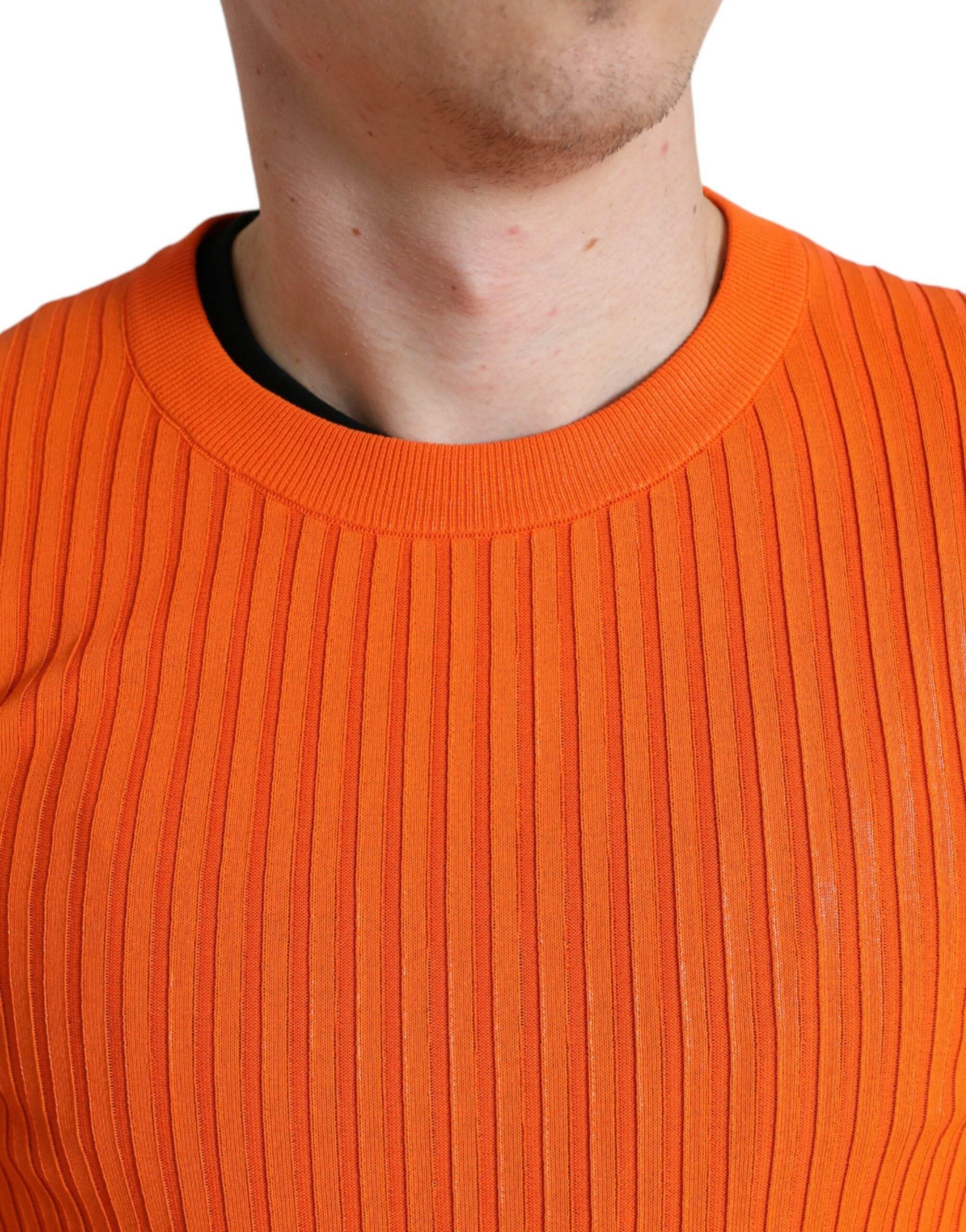 Dolce & Gabbana Sleek Sunset Orange Knitted Pullover Sweater - Hilstor