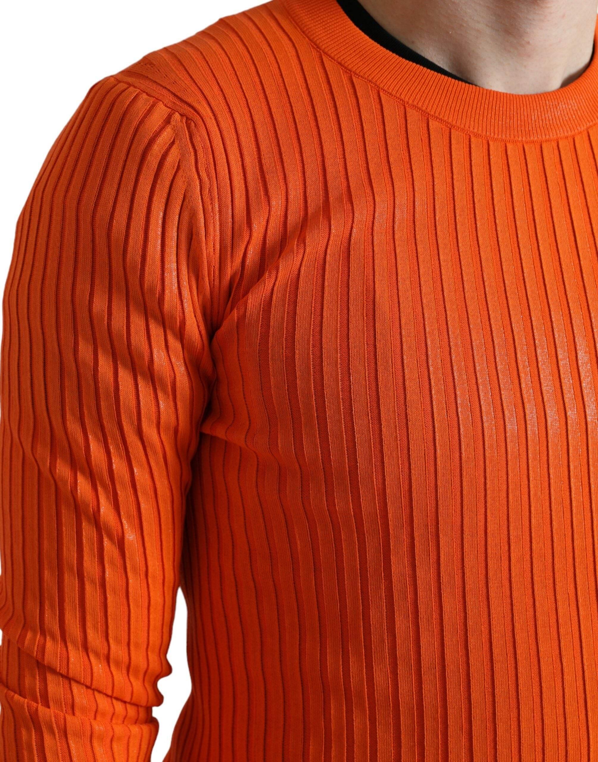 Dolce & Gabbana Sleek Sunset Orange Knitted Pullover Sweater - Hilstor