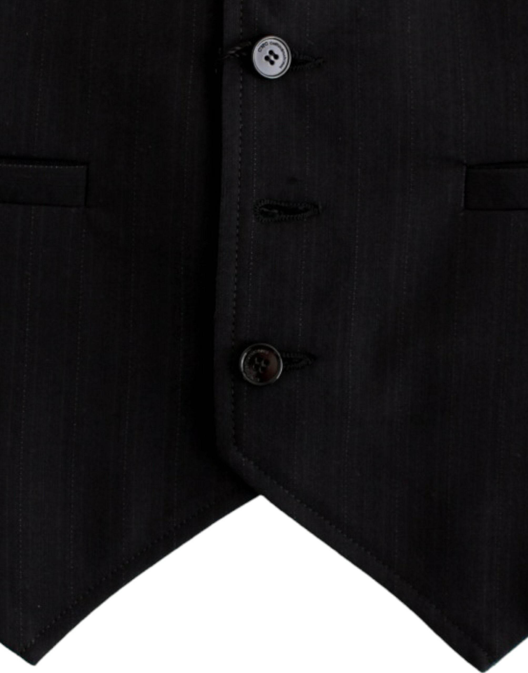 Costume National Black striped cotton casual vest - Hilstor