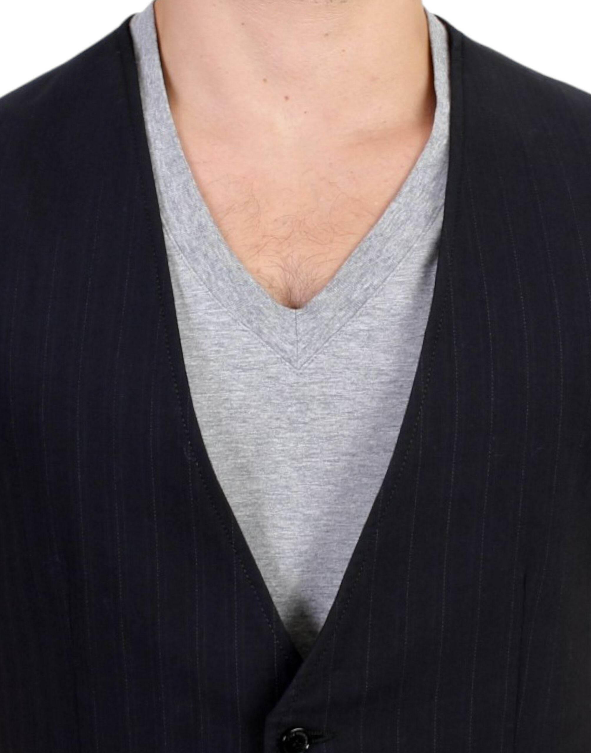 Costume National Black striped cotton casual vest - Hilstor