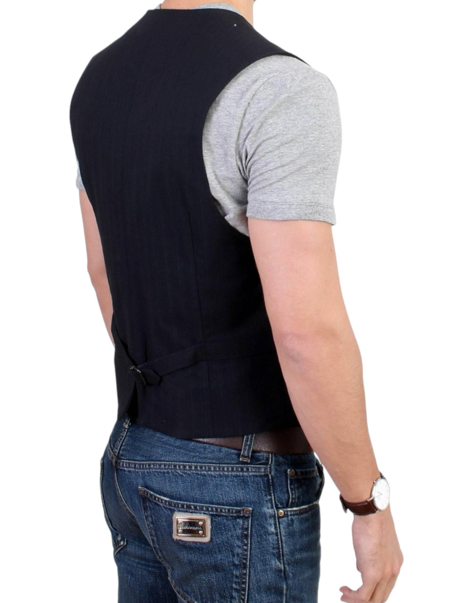 Costume National Black striped cotton casual vest - Hilstor