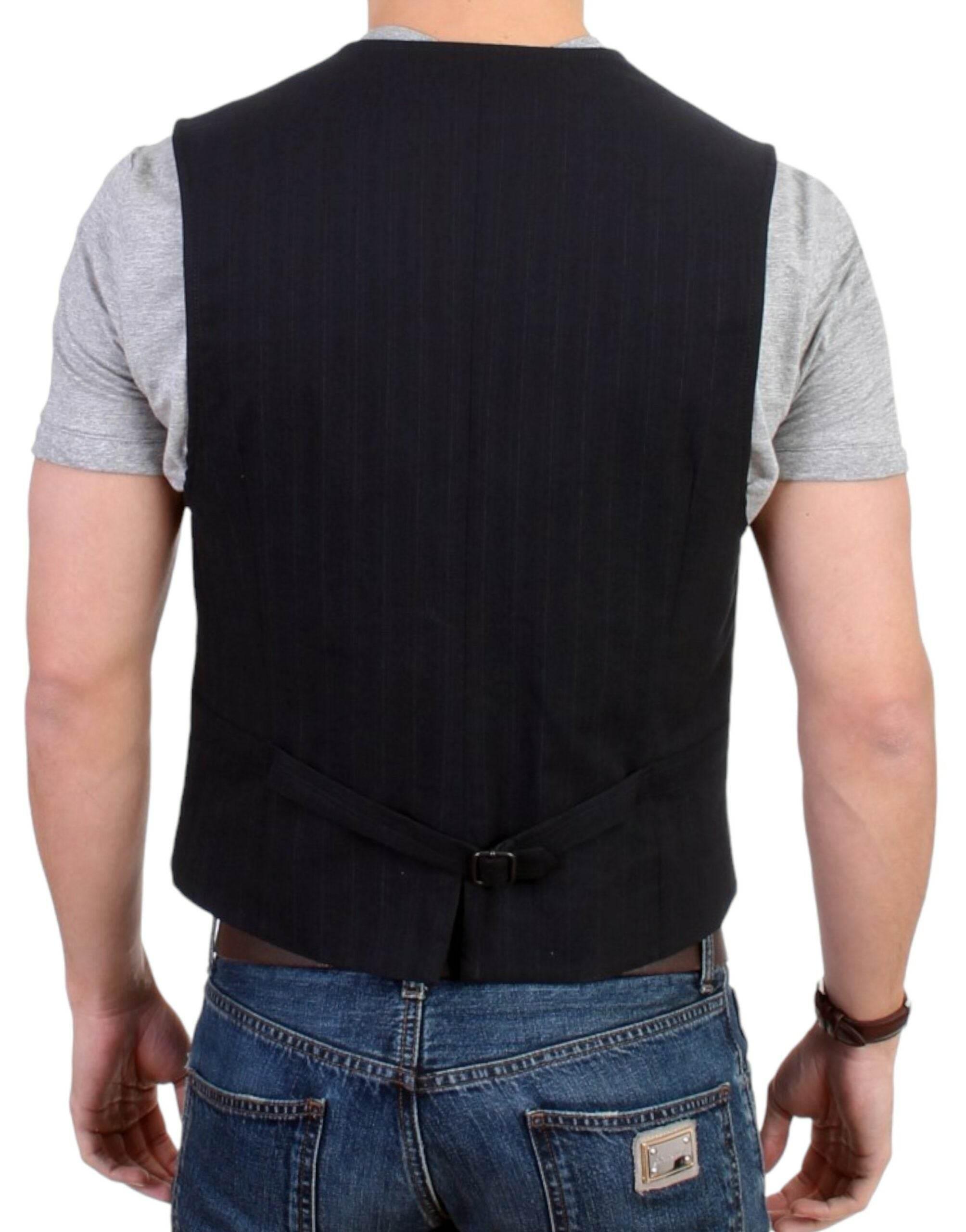 Costume National Black striped cotton casual vest - Hilstor