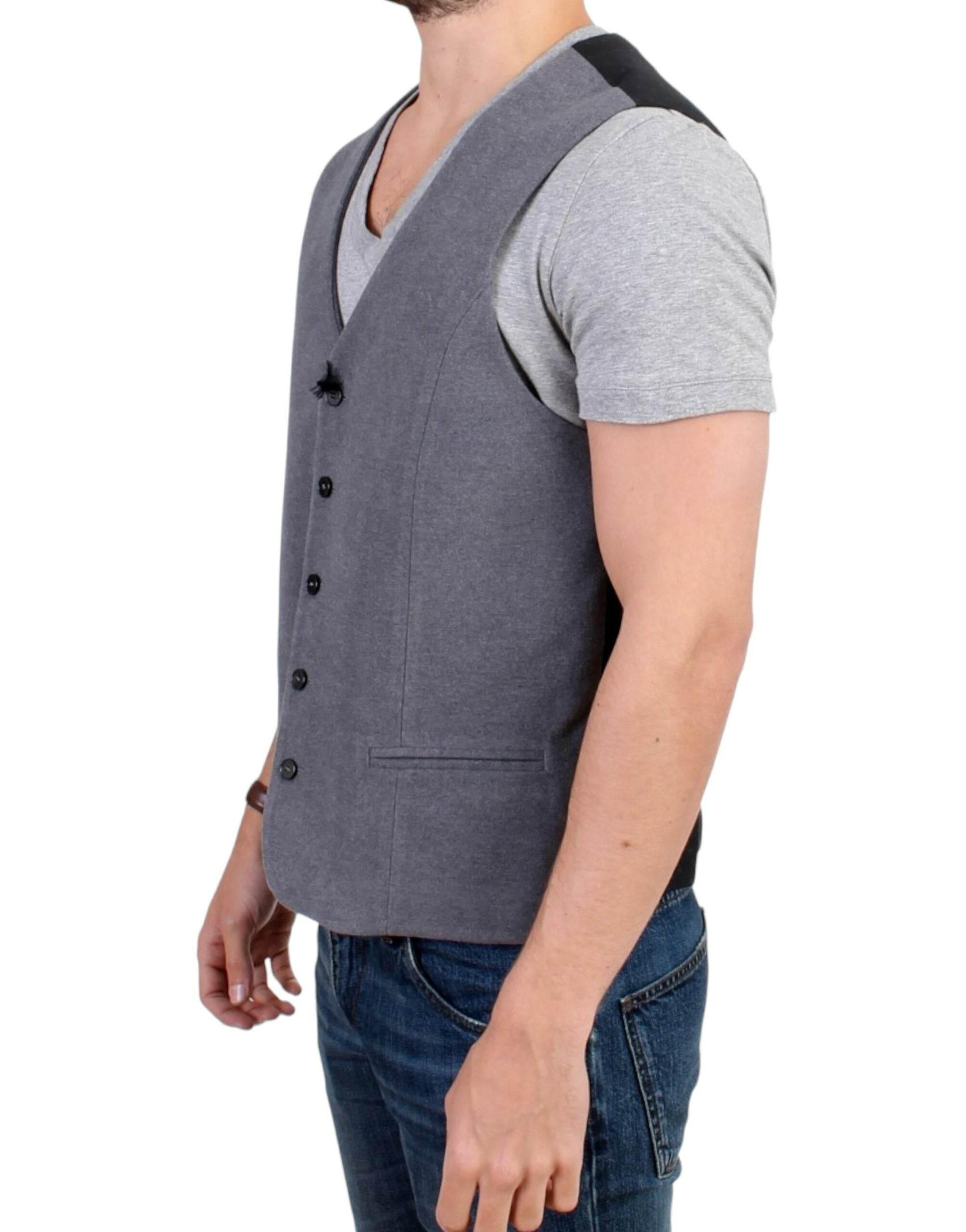 Costume National Chic Gray Casual Vest - Hilstor