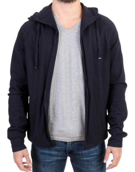 Costume National Blue hooded cotton sweater - Hilstor