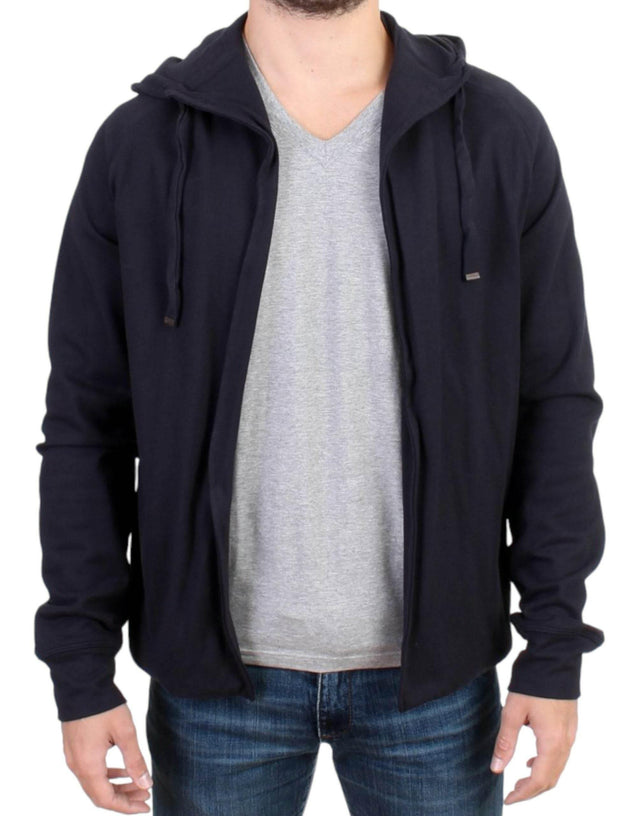 Costume National Elegant Blue Hooded Cotton Sweater - Hilstor