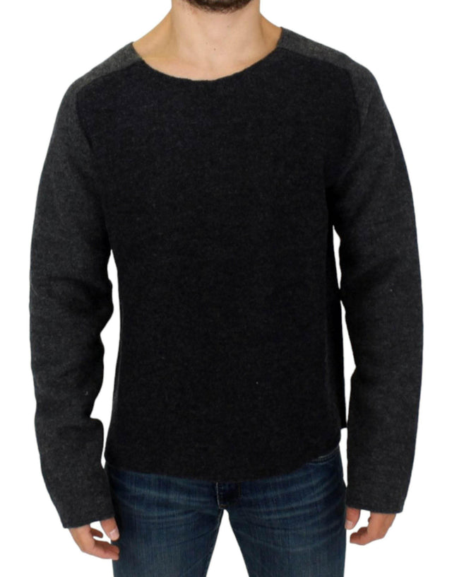 Costume National Chic Gray Wool Crewneck Sweater - Hilstor