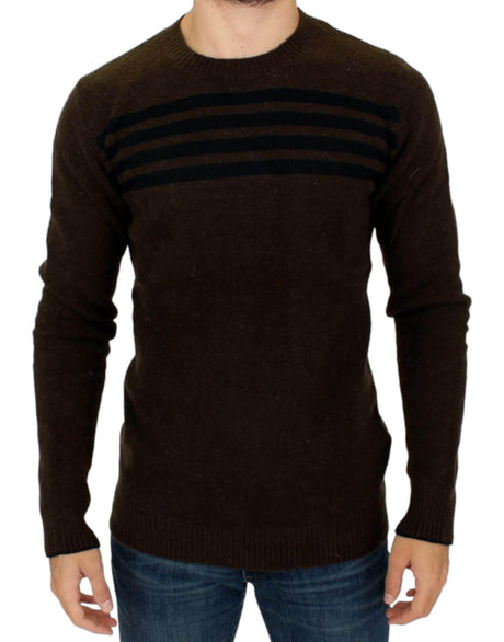 Costume National Brown striped crewneck sweater - Hilstor