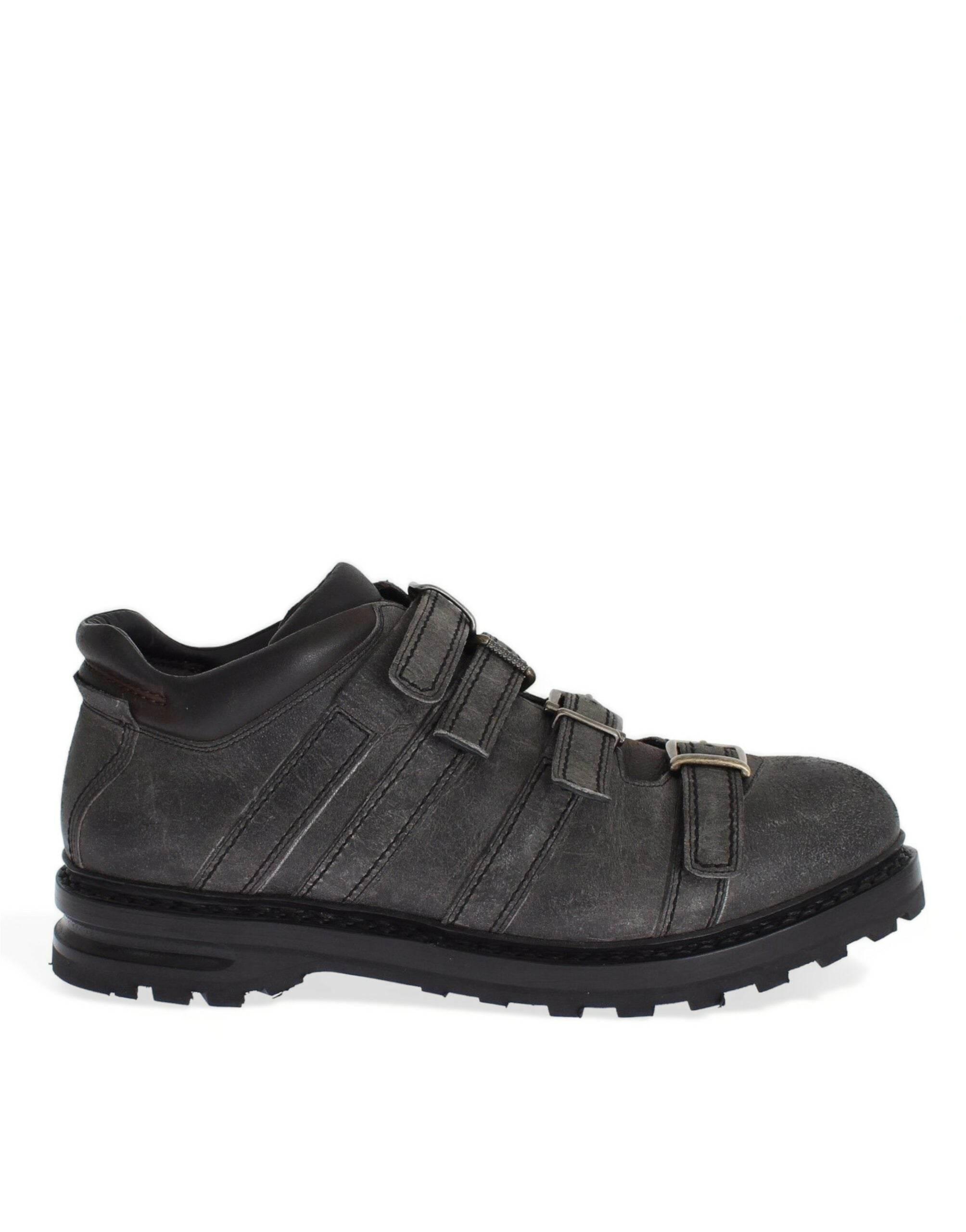 Dolce & Gabbana Elegant Gray Leather Ankle Boots - Hilstor