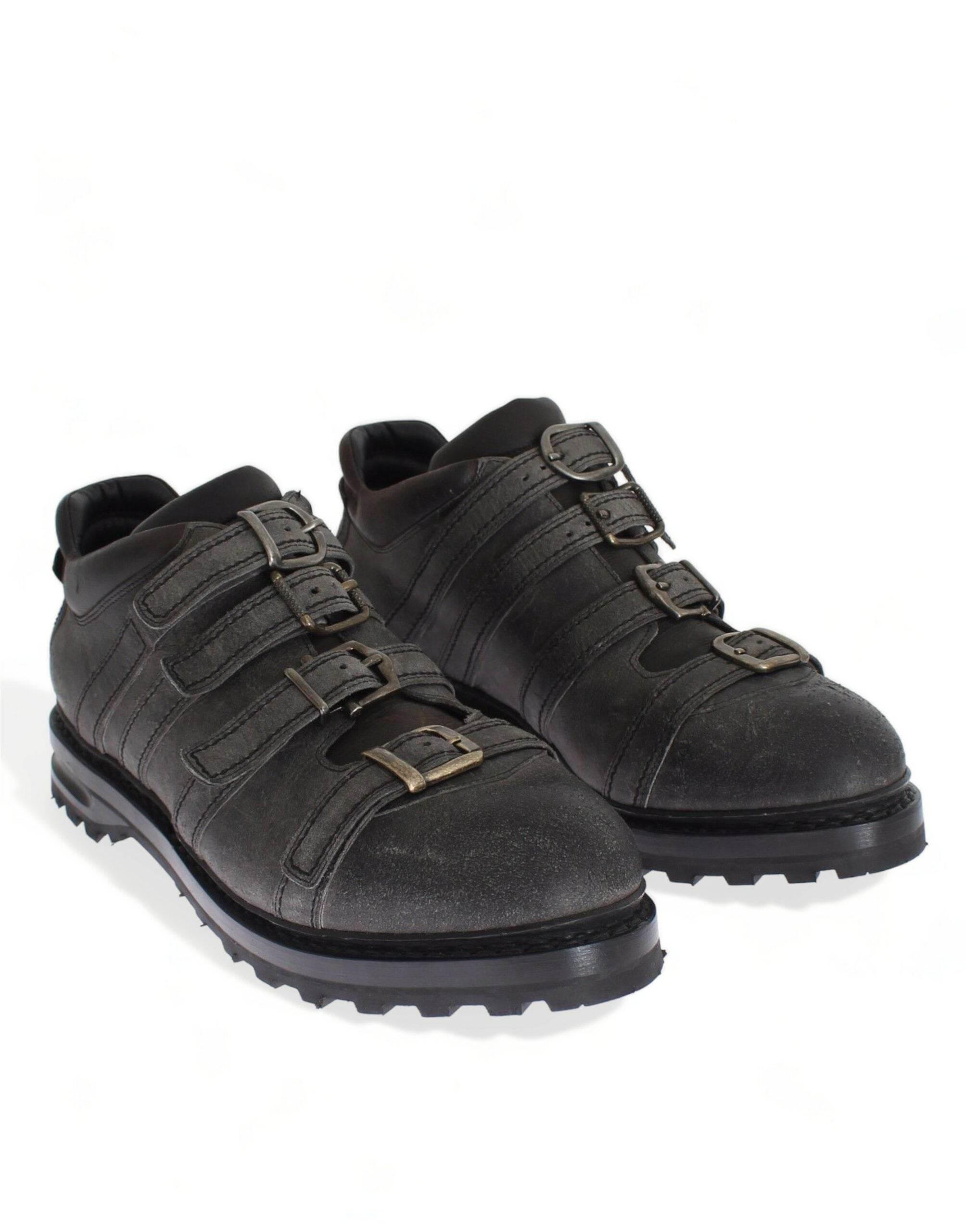 Dolce & Gabbana Elegant Gray Leather Ankle Boots - Hilstor