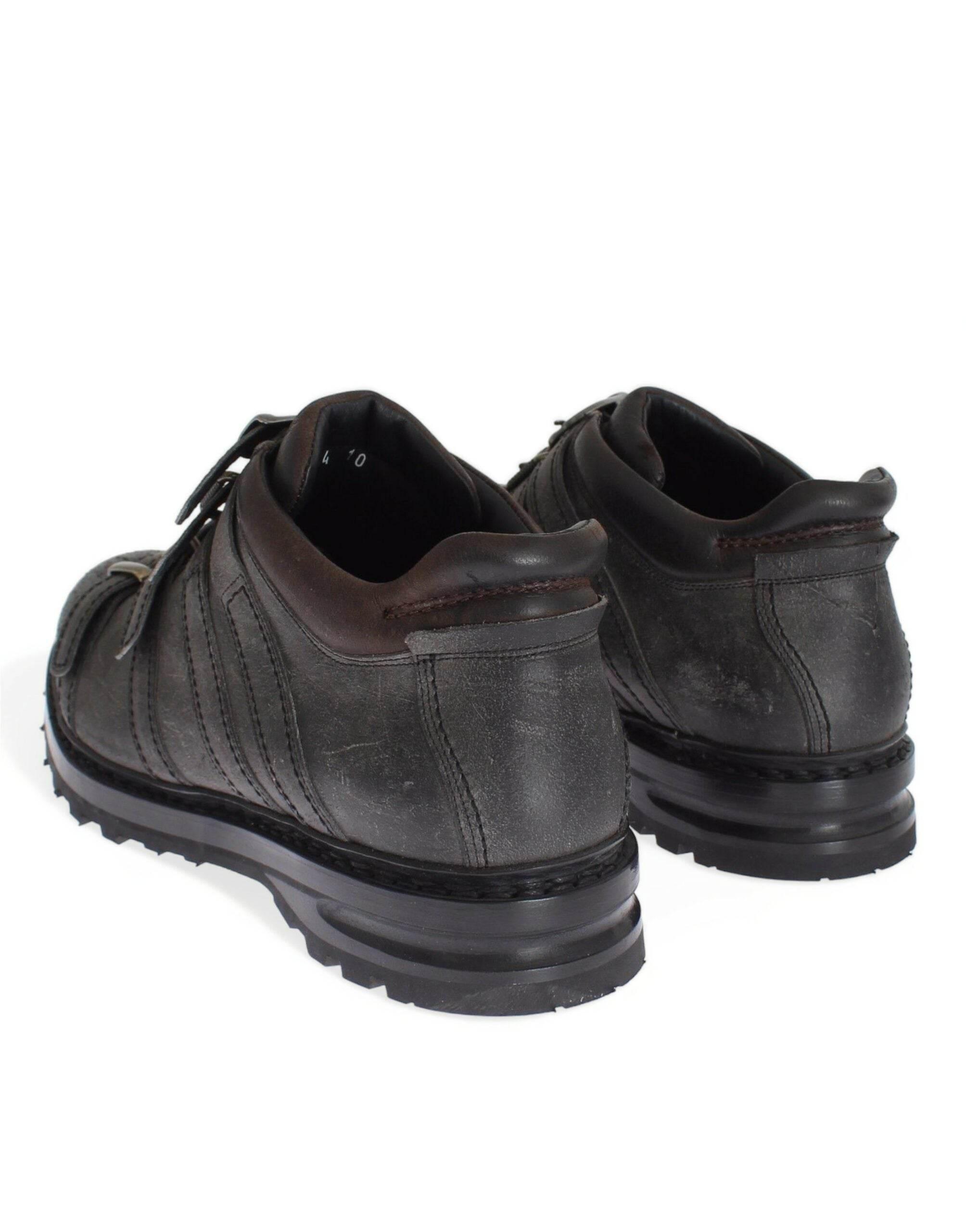 Dolce & Gabbana Elegant Gray Leather Ankle Boots - Hilstor