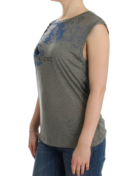 Costume National Gray print sleeveless t-shirt - Hilstor