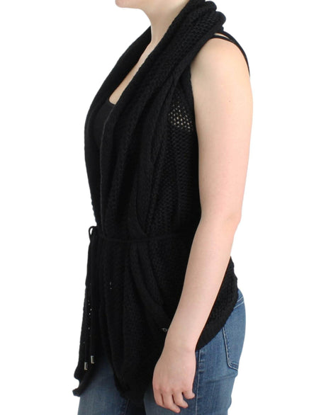 Costume National Black sleeveless knitted cardigan - Hilstor