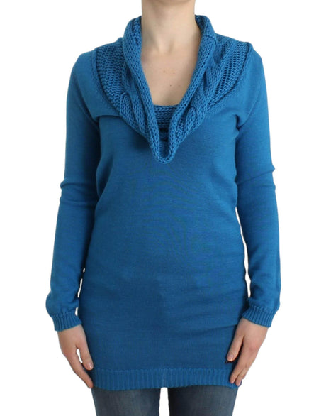 Costume National Blue knitted scoopneck sweater - Hilstor