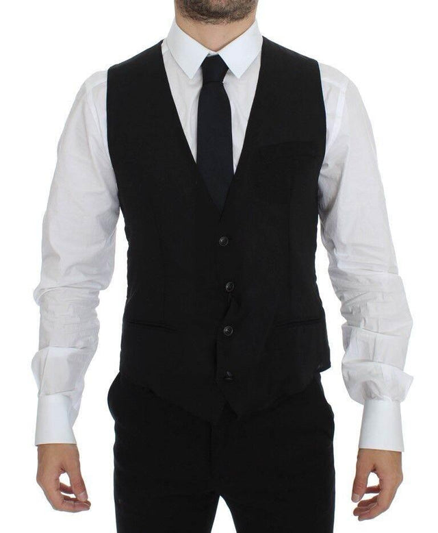 Dolce & Gabbana Elegant Black Wool Dress Vest - Hilstor