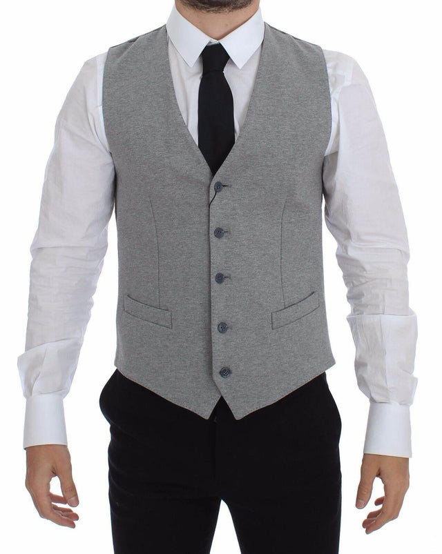 Dolce & Gabbana Elegant Gray Cotton Stretch Dress Vest - Hilstor