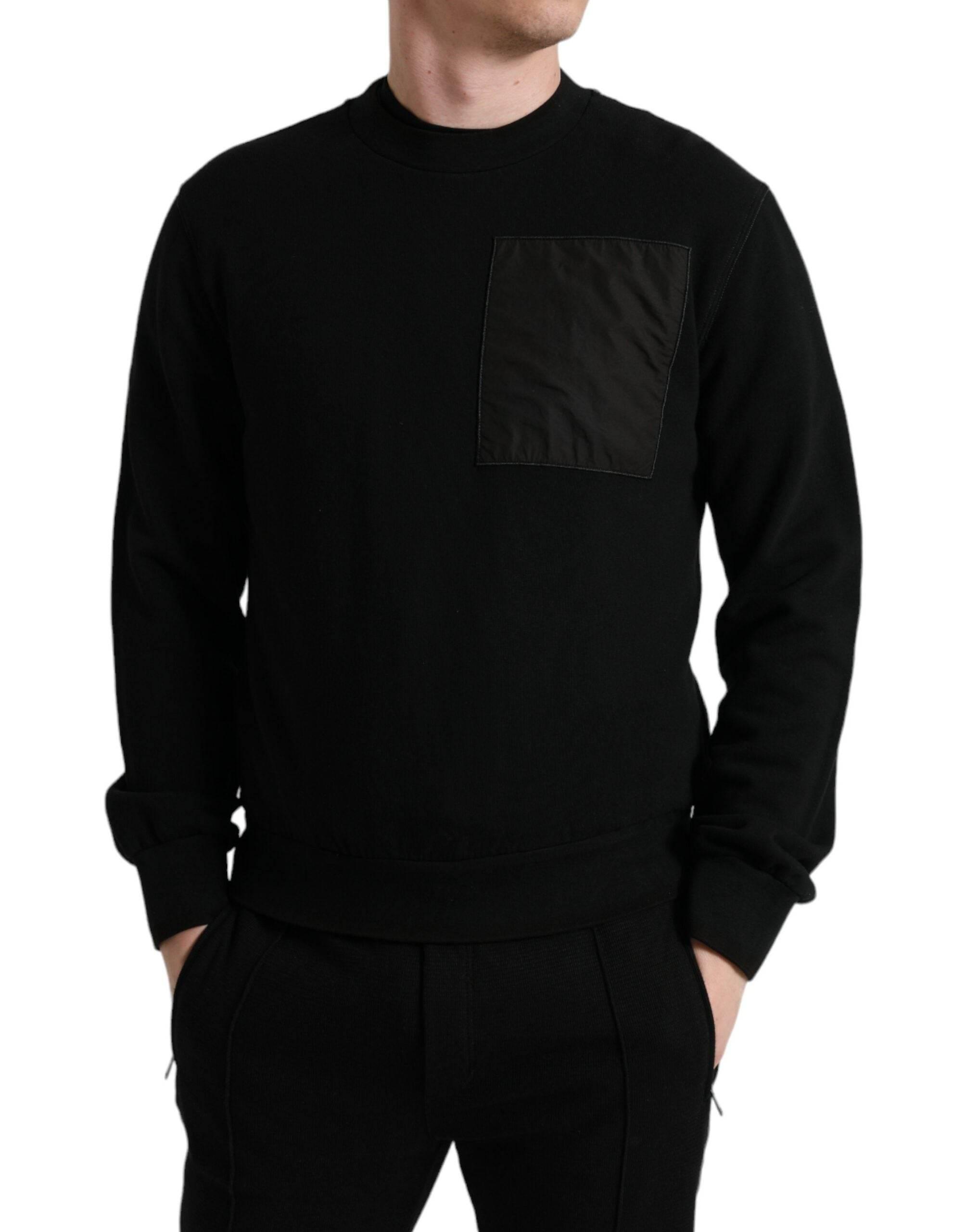 Dolce & Gabbana Black Cotton Crew Neck Men Pullover Sweater - Hilstor