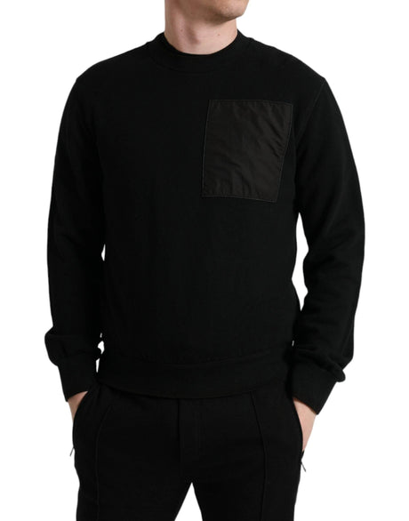 Dolce & Gabbana Black Cotton Crew Neck Men Pullover Sweater - Hilstor