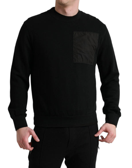 Dolce & Gabbana Black Cotton Crew Neck Men Pullover Sweater - Hilstor
