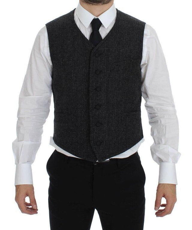 Dolce & Gabbana Elegant Gray Wool Blend Dress Vest - Hilstor