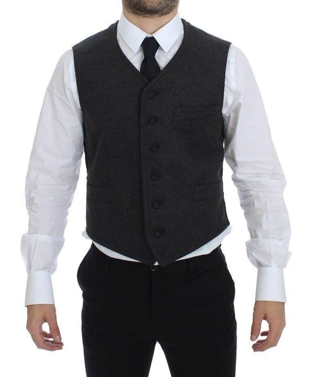 Dolce & Gabbana Elegant Gray Wool Blend Dress Vest - Hilstor