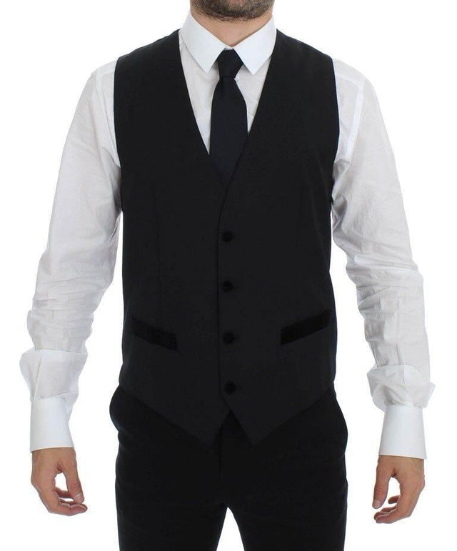Dolce & Gabbana Elegant Black Wool Formal Dress Vest - Hilstor