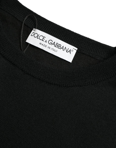 Dolce & Gabbana Black Wool Round Neck Pullover Sweater - Hilstor