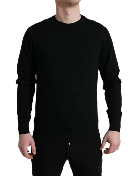Dolce & Gabbana Black Wool Round Neck Pullover Sweater - Hilstor