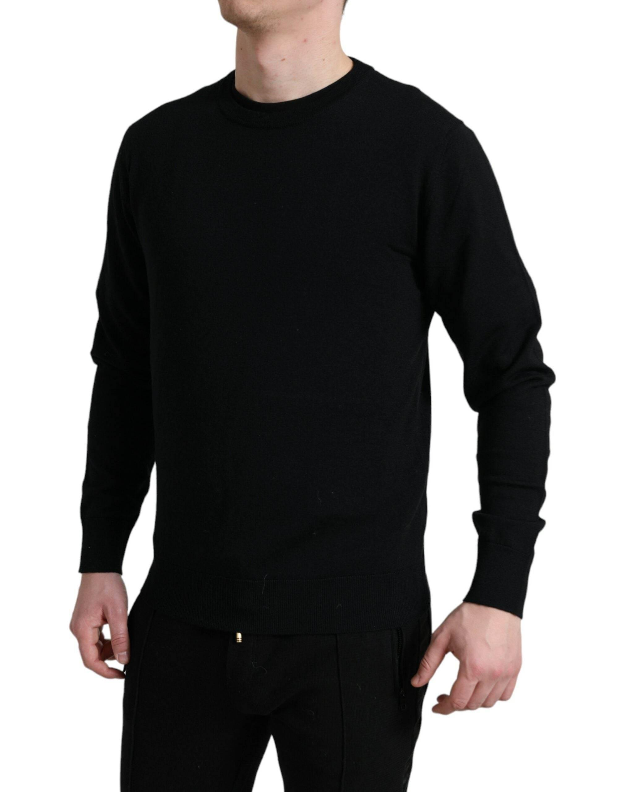 Dolce & Gabbana Black Wool Round Neck Pullover Sweater - Hilstor