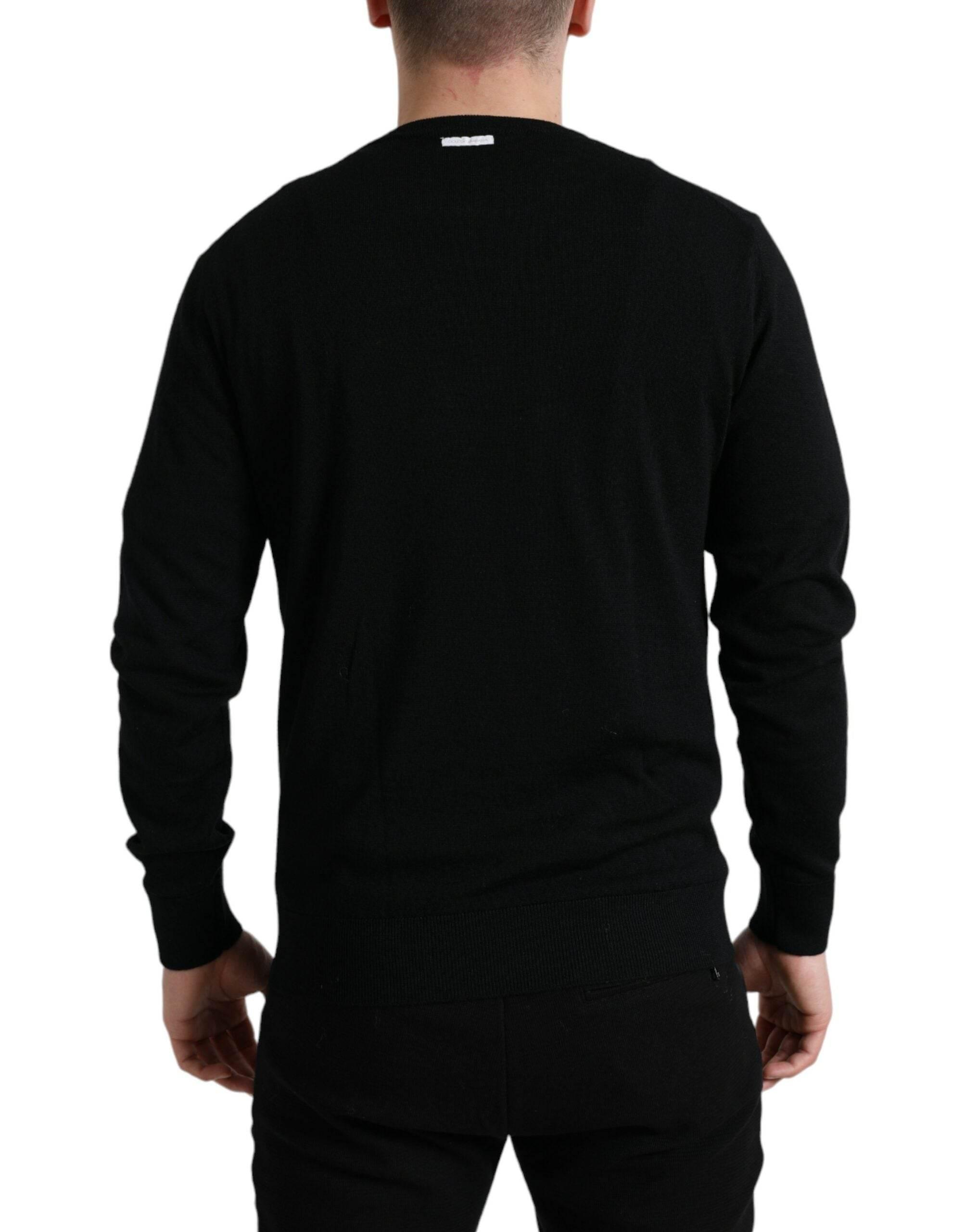 Dolce & Gabbana Black Wool Round Neck Pullover Sweater - Hilstor