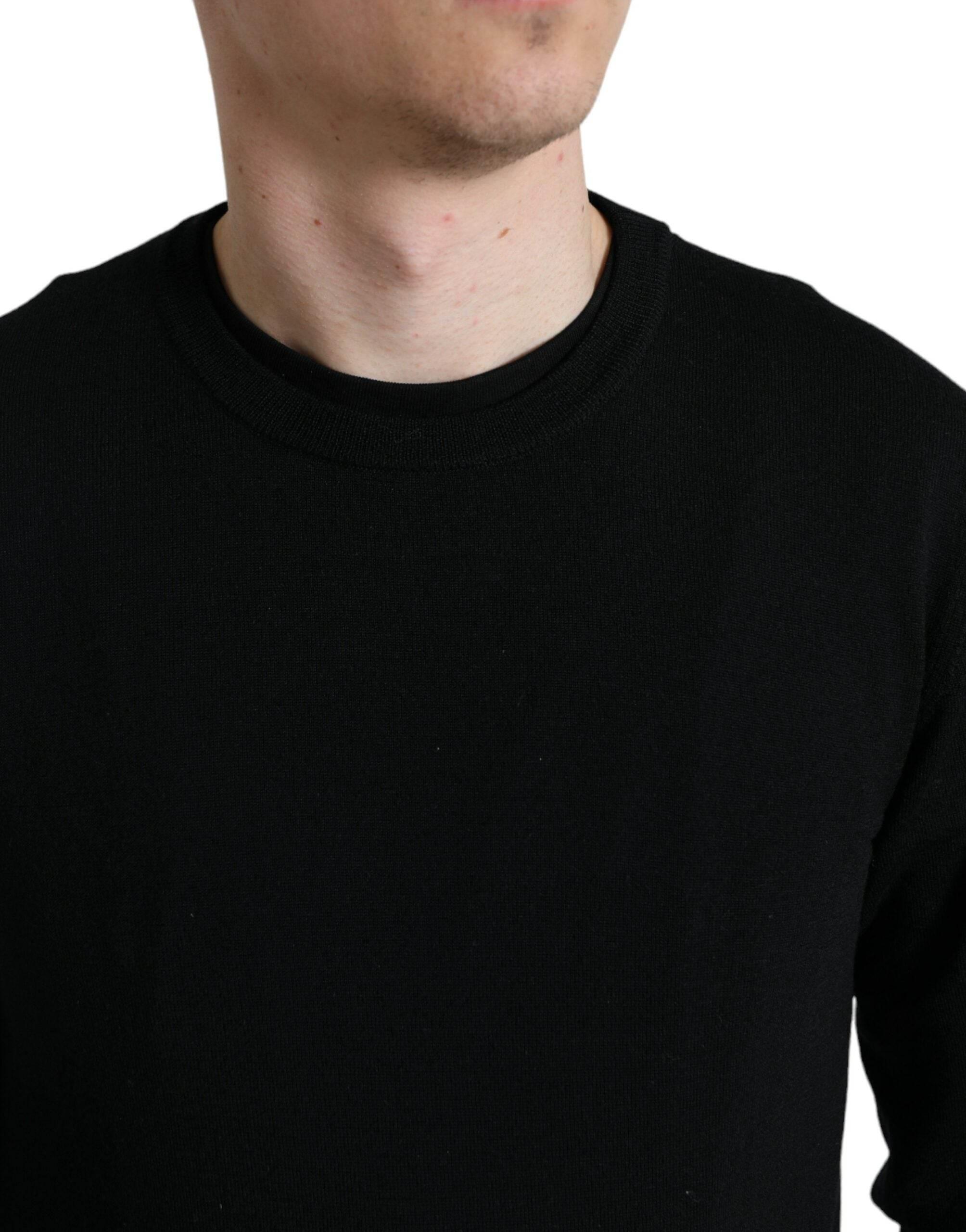 Dolce & Gabbana Black Wool Round Neck Pullover Sweater - Hilstor