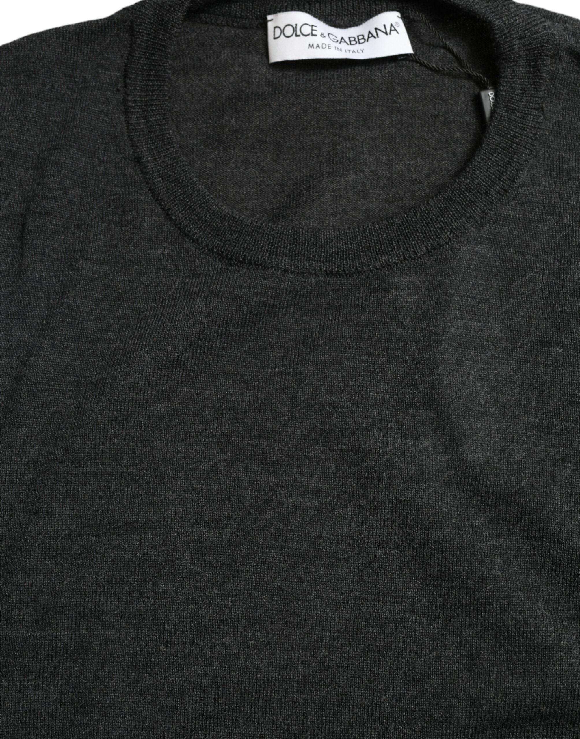 Dolce & Gabbana Gray Wool Round Neck Pullover Sweater - Hilstor