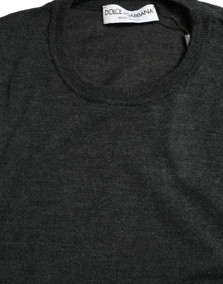 Dolce & Gabbana Gray Wool Round Neck Pullover Sweater - Hilstor