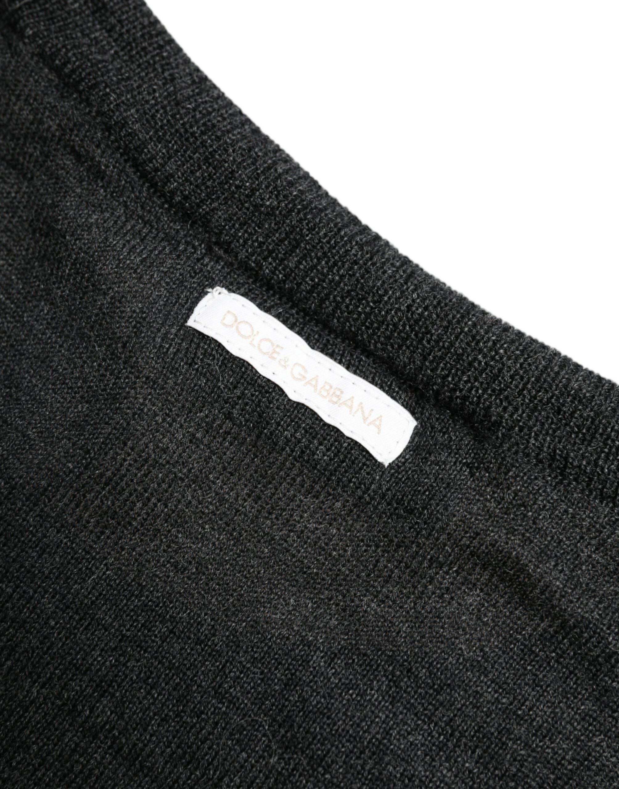 Dolce & Gabbana Gray Wool Round Neck Pullover Sweater - Hilstor