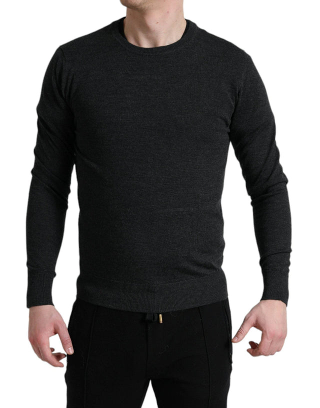 Dolce & Gabbana Gray Wool Round Neck Pullover Sweater - Hilstor