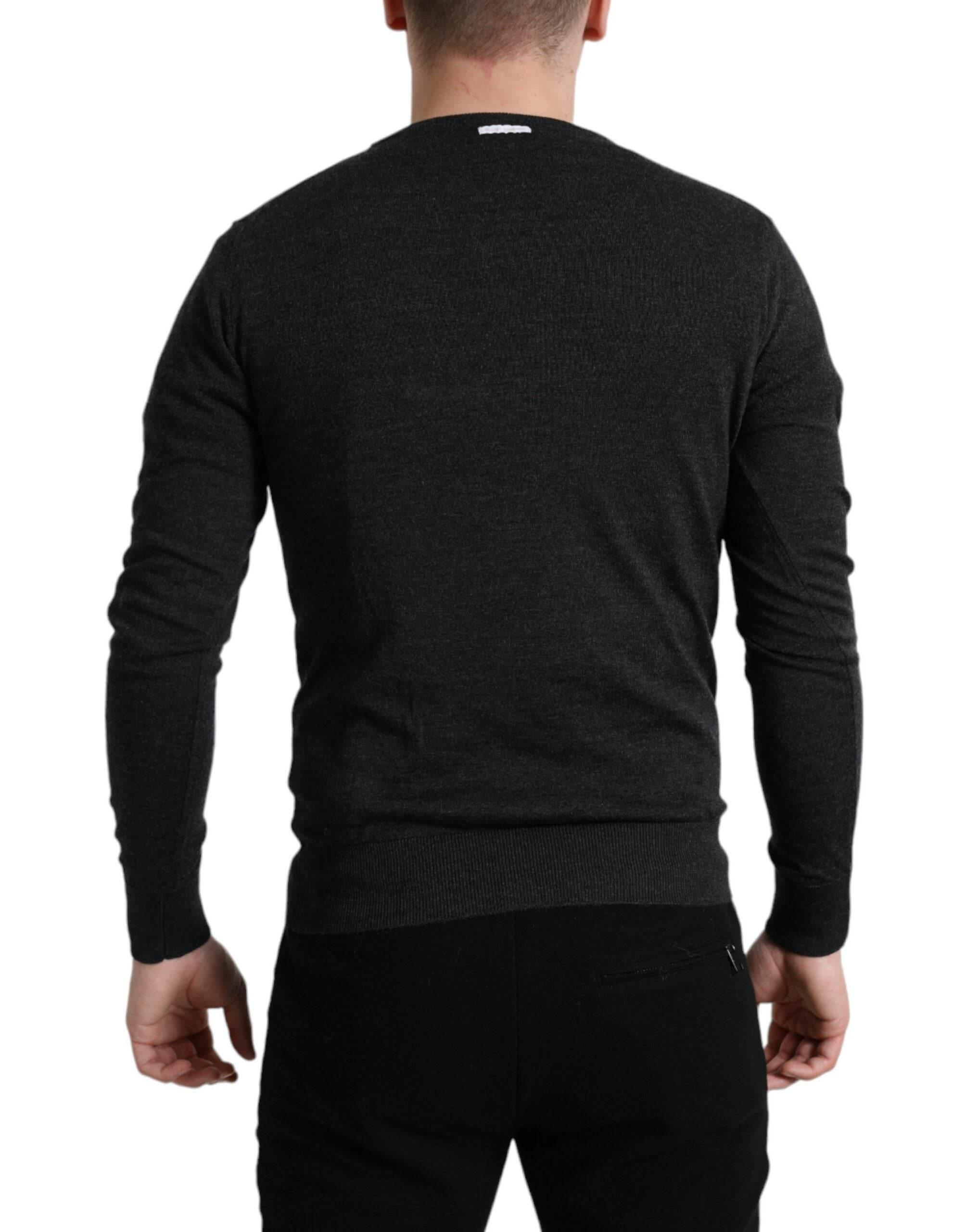 Dolce & Gabbana Gray Wool Round Neck Pullover Sweater - Hilstor