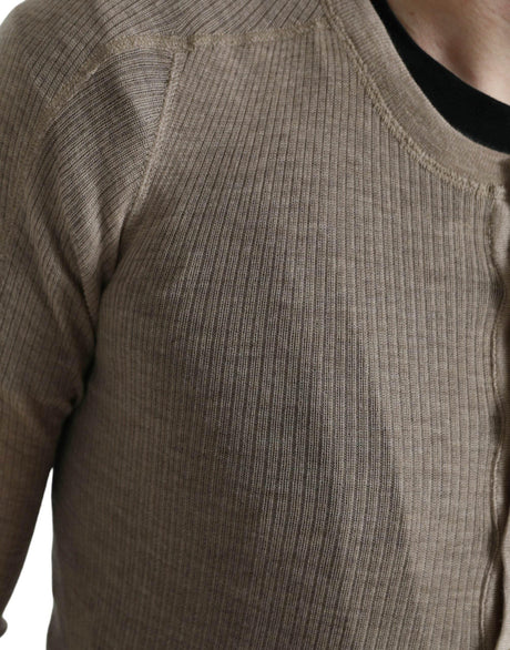 Dolce & Gabbana Henley Pullover Beige Cashmere Sweater - Hilstor