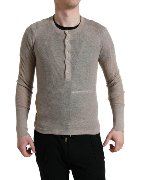 Dolce & Gabbana Henley Pullover Beige Cashmere Sweater - Hilstor