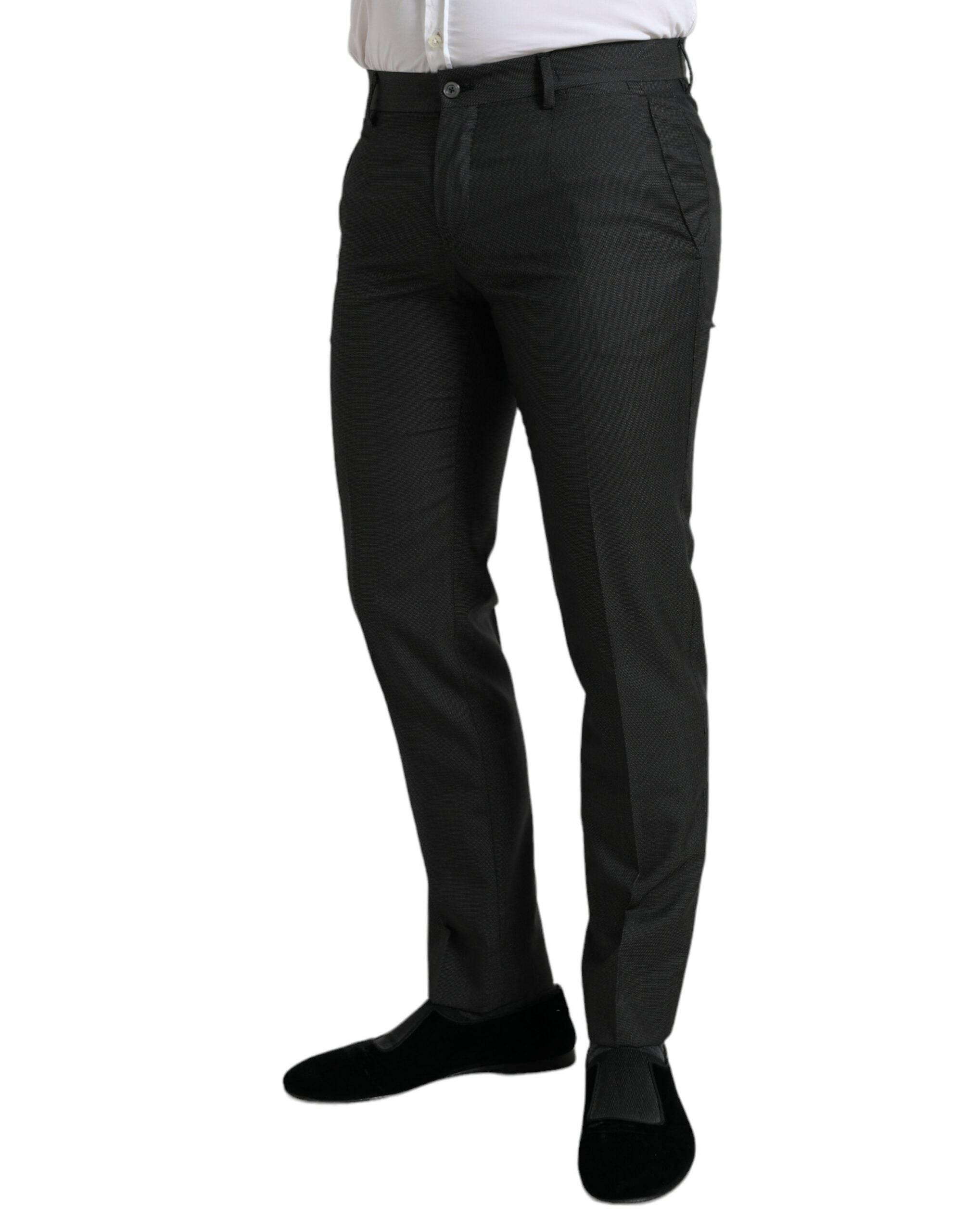 Dolce & Gabbana Dark Gray Stretch Slim Formal Pants - Hilstor